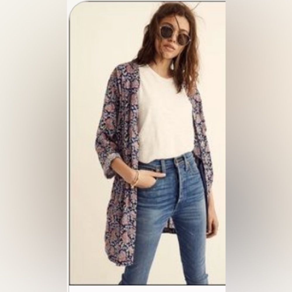 Madewell Short Robe Jacket in Poolhouse Floral size L
